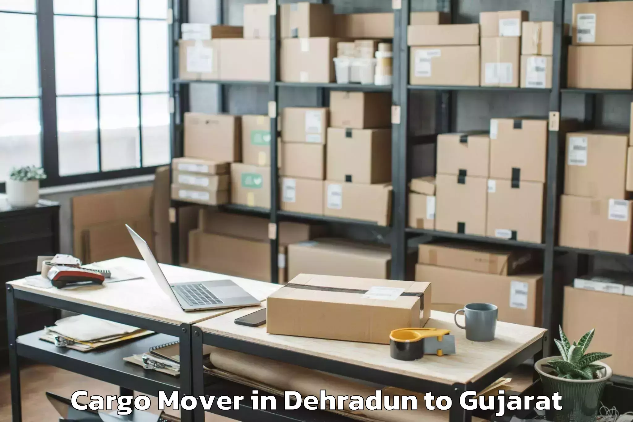 Top Dehradun to Khambhaliya Cargo Mover Available